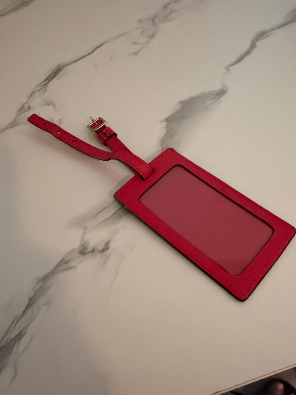Coach Red Leather ID Luggage Tag with Strap